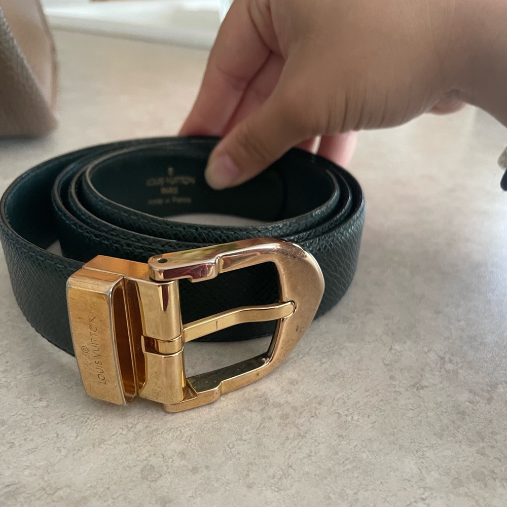 Louis Vuitton Green Taiga Belt (110cm/44in)